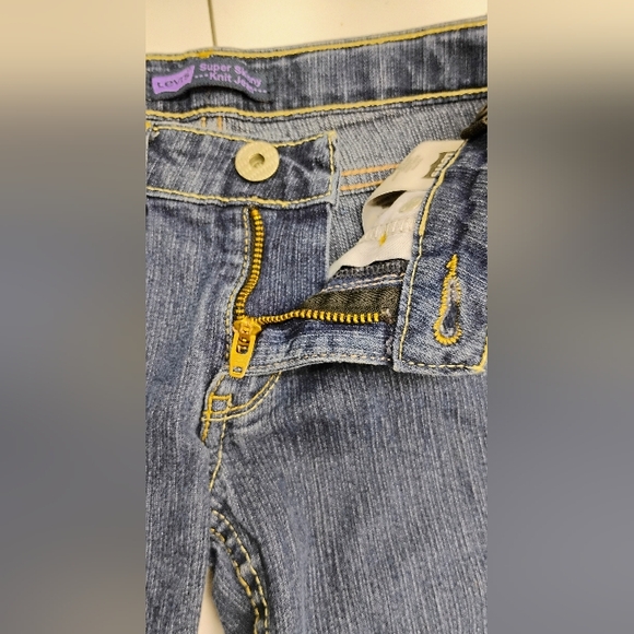 Levi's Super Skinny Blue Jeans Girls Sz 7 Stretch Dark Wash Low Rise D-2 - Picture 10 of 11